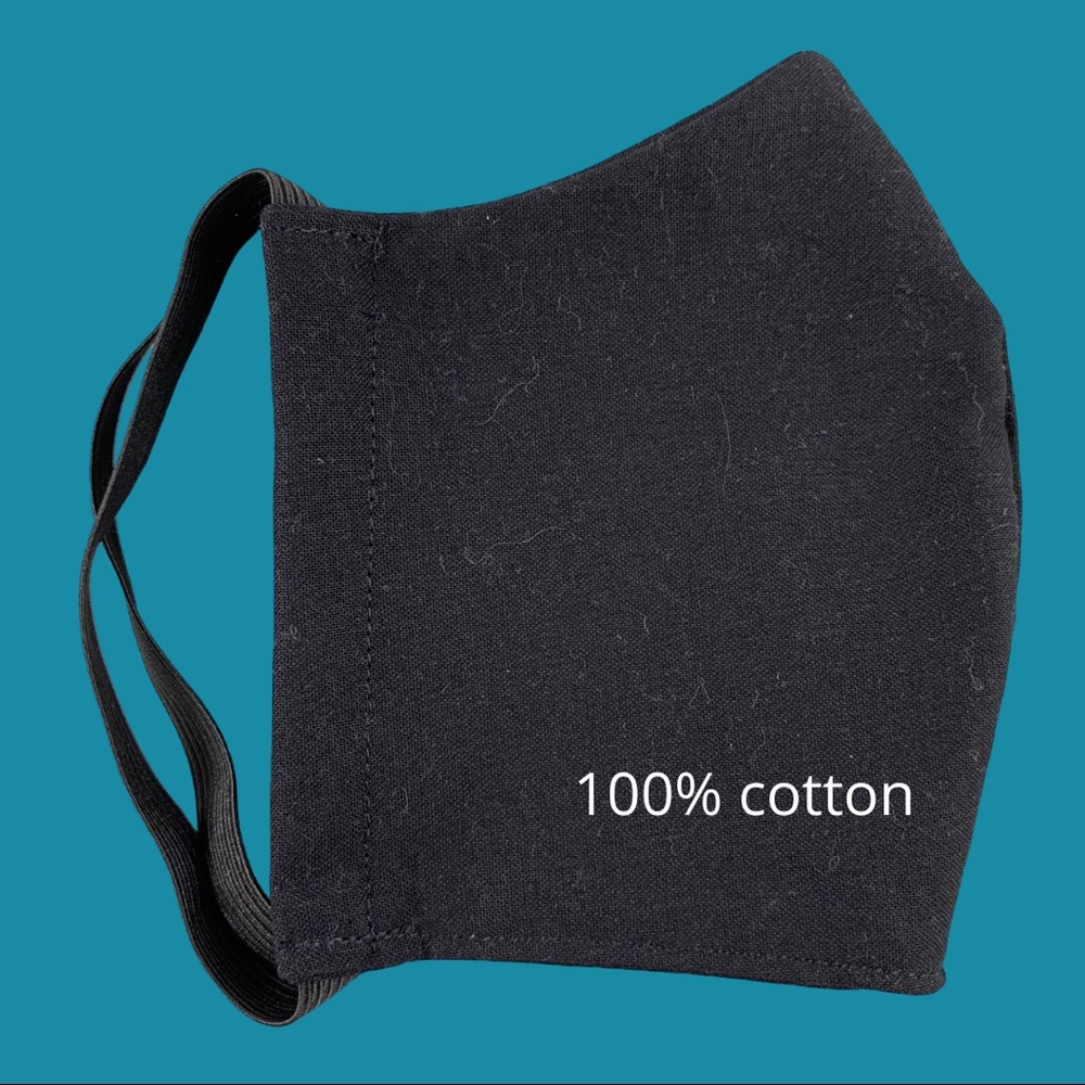 100% cotton face mask with elastic, filter pocket
